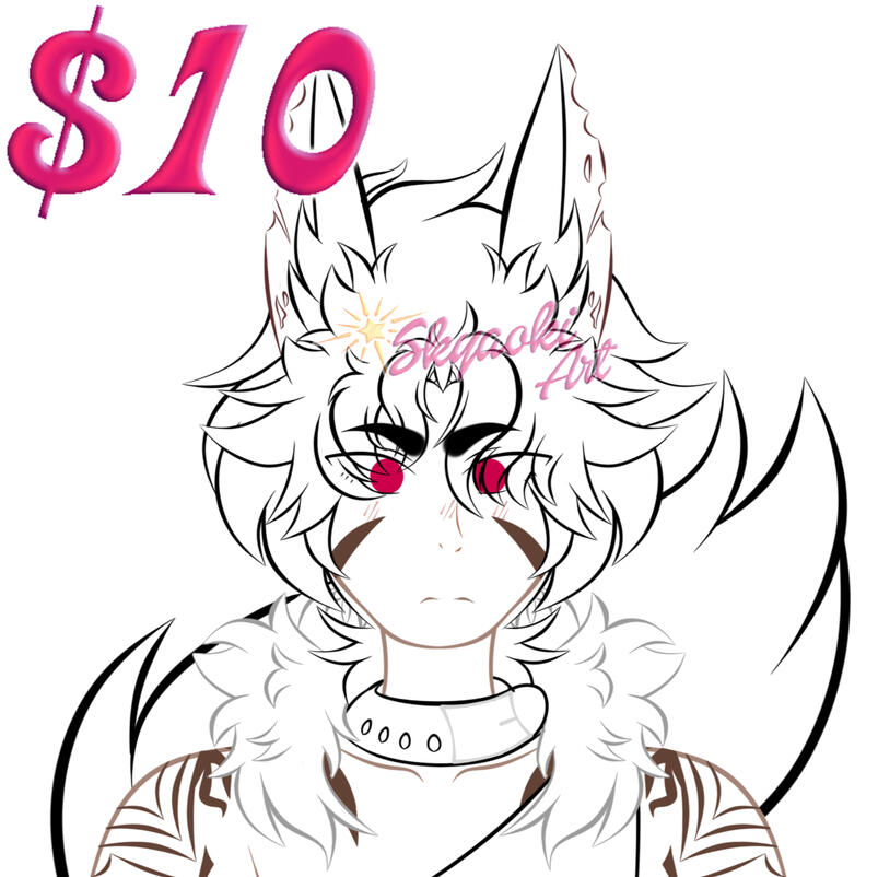 Line art has refined and sized lines that are colored to the characters base colors.